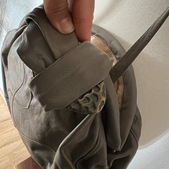 Vintage 1980s Rare Leather Patchwork Quilted Shoulder Purse Lyrella taupe - Picture 6 of 7